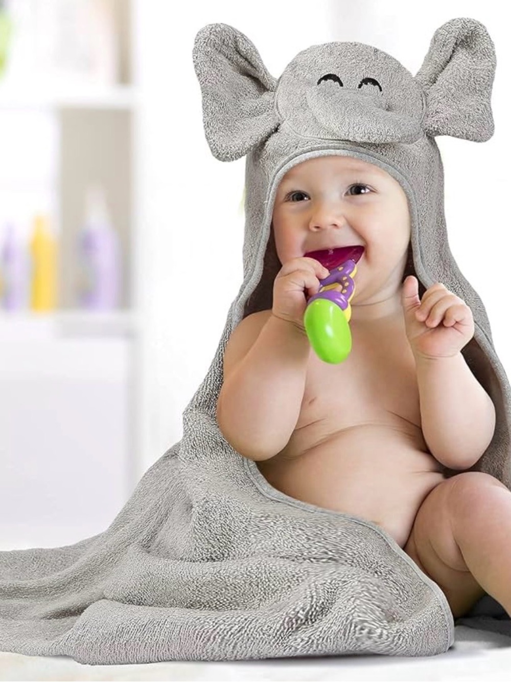 Baby Infant Elephant Hooded Terry Towel 30” x 30” - 100% Cotton New